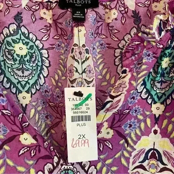 Talbots New With Tags Plus Size 2X Sleeveless Shell Top Medallion Design - Picture 2 of 8